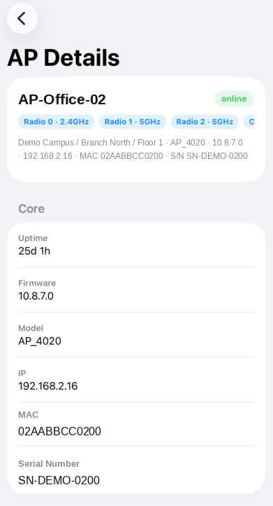 Beam Companion AP Details und Basiszustand