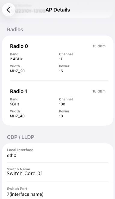 Beam Companion Radio, Channel und Switchport Kontext