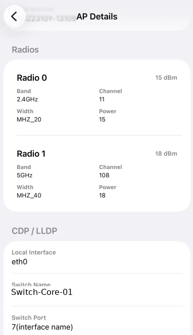 Beam Companion Radio, Channel und Switchport Kontext